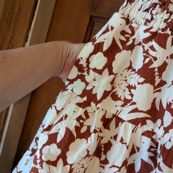 Universal Thread Orange Mini Skater Skirt with Smocked Ruffles - Picture 9 of 11